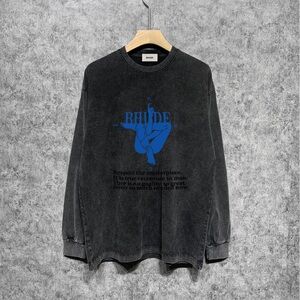 Rhude Black and Blue Graphic Long Sleeve Tee